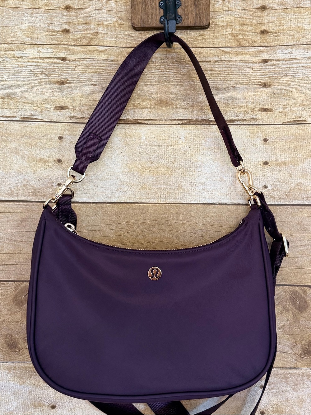 Lululemon City Essentials Small Shoulder Bag 3L - Plum w/ Goldtone Hardware NEW